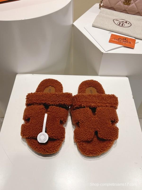 H Love Uncle Full Fur Slippers with Grain Fur Texture - LY00300