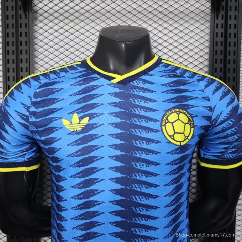 Player Version 2026 Colombia Away Blue with Zigzag Wave Pattern Jersey