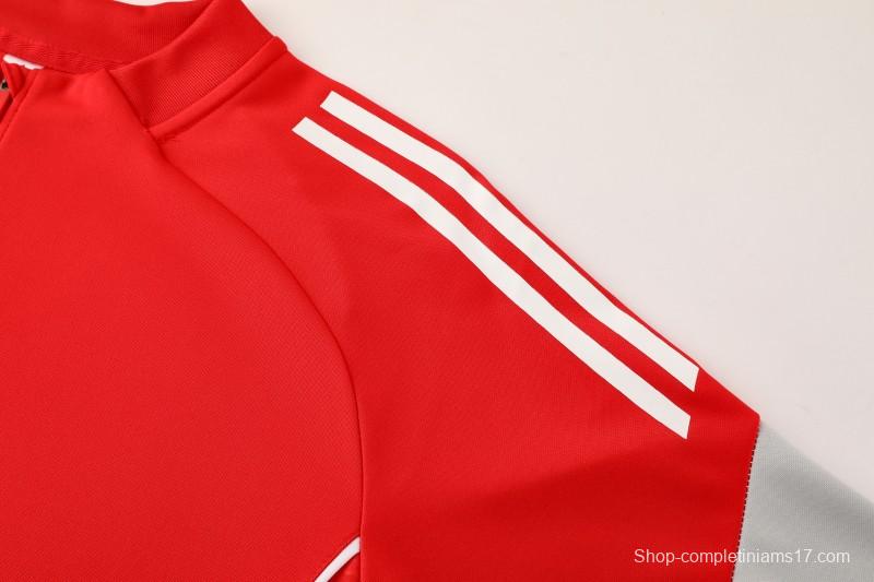 25/26  Adidas Red/White Full zipper Jacket Tracksuit+ long pants