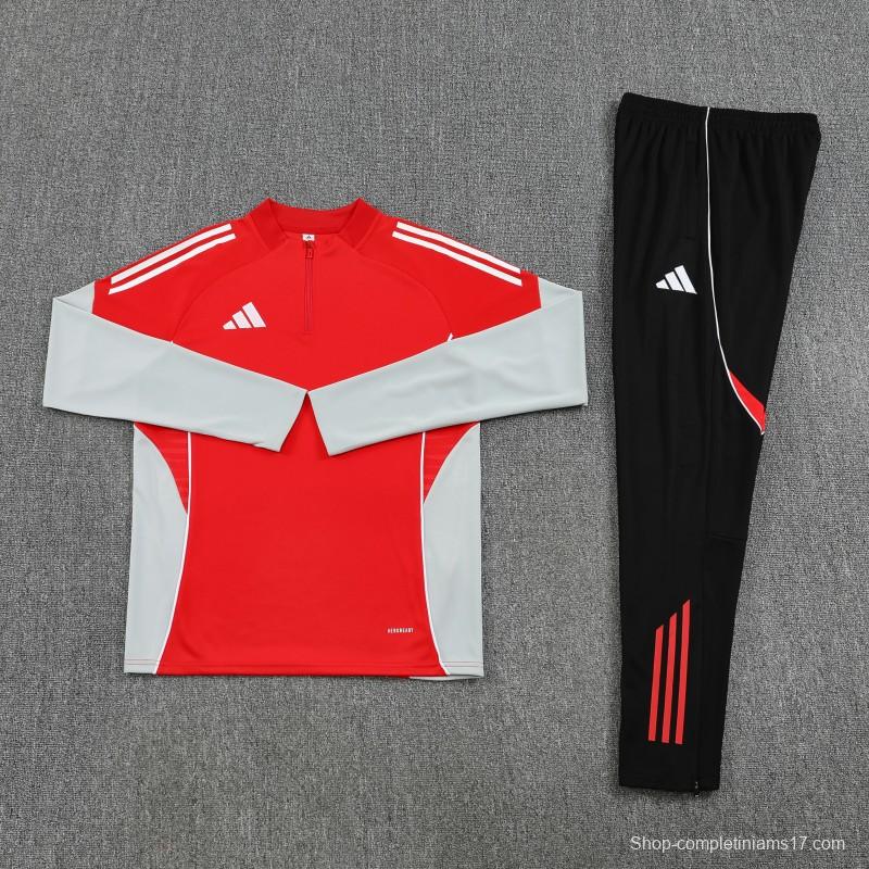25/26  Adidas Red/White Full zipper Jacket Tracksuit+ long pants