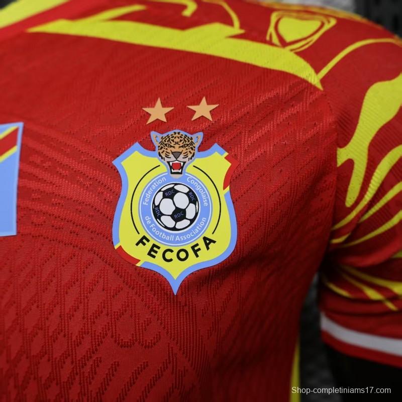 Player Version 2026 DR Congo Away Red Yellow Flame Jersey