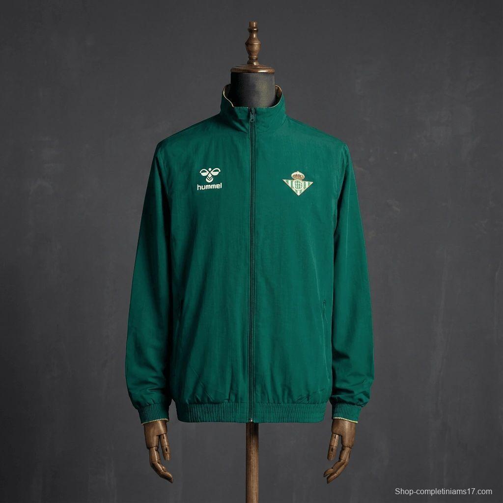 2026 Real Betis Green And Yellow  Reversible Full Zipper Jacket