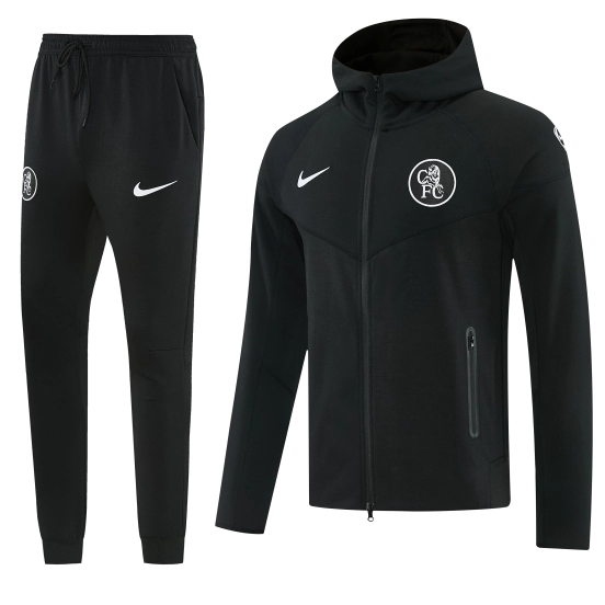 25/26 Chelsea Black Full Zipper Hoodie Windbreaker + Long Pants