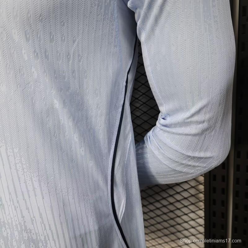 2026 Player Version Uruguay Light Blue with White Collar Long Sleeve Jersey