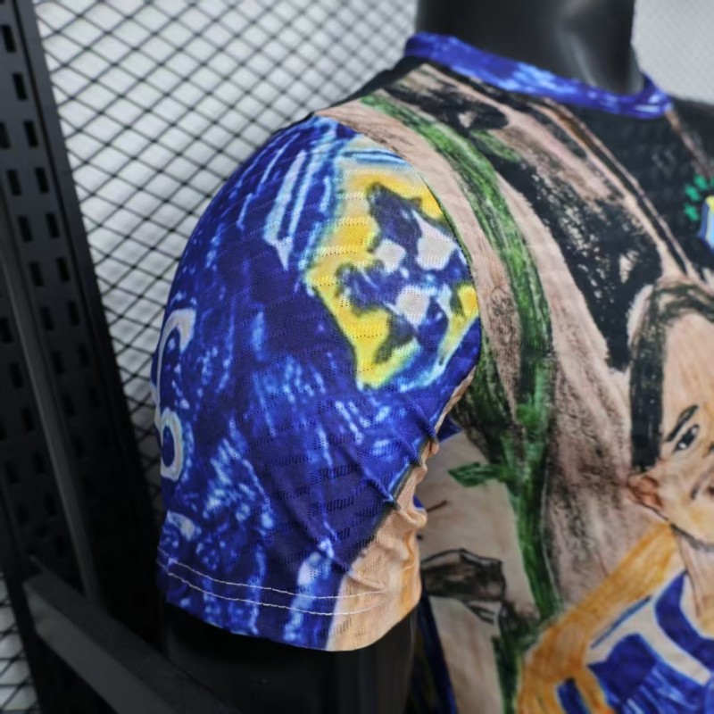 Player Version 2026 Brazil CBF Hand-Drawn Art Special Edition Jersey Featuring Ronaldo & Ronaldinho