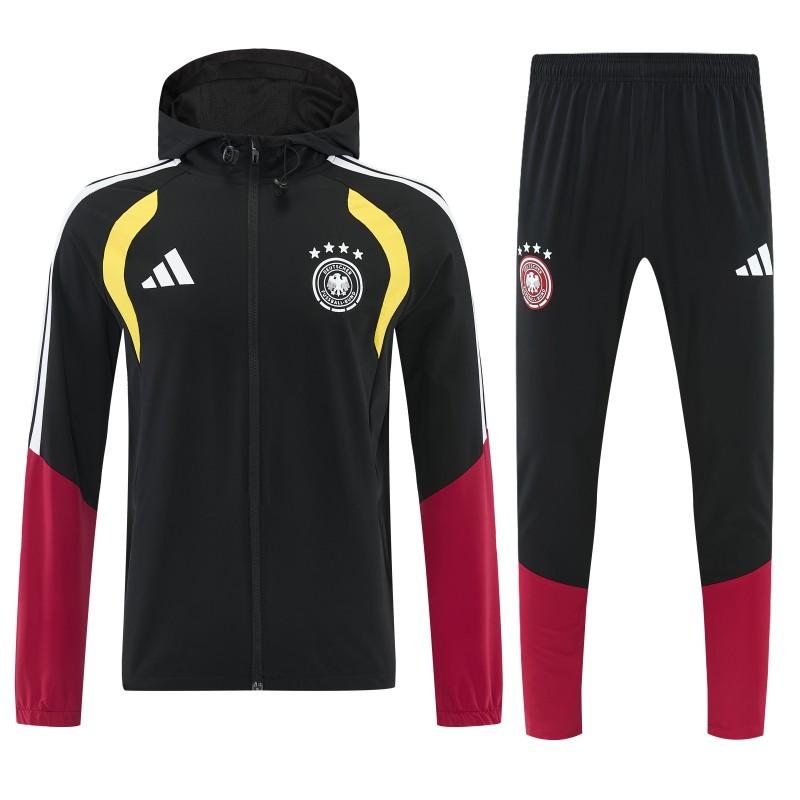 26/27 Germany Black Full Zipper Jacket Tracksuit + Long Pants