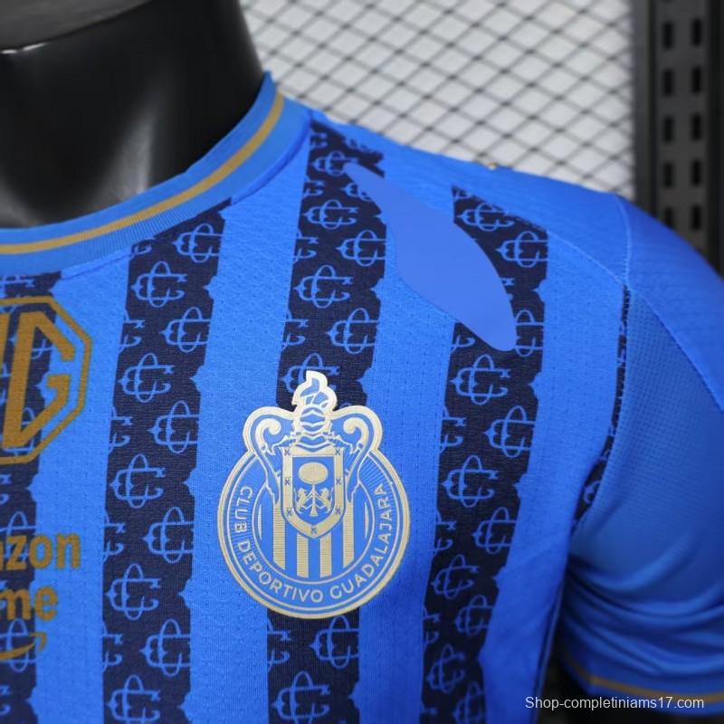 Player Version 26/27 Chivas Guadalajara Away Blue with Dark Stripe Pattern Jersey