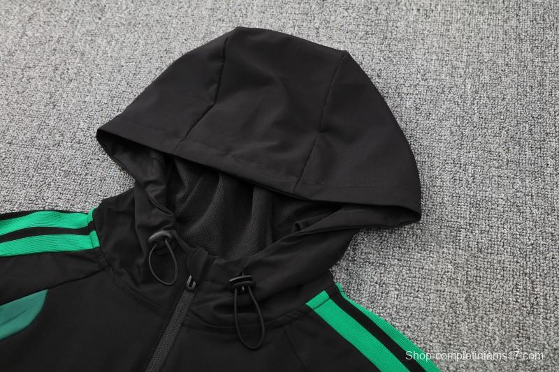 26/27  Mexico Black & Dark Green Full Zipper Hooded Jacket Tracksuit + Long Pants