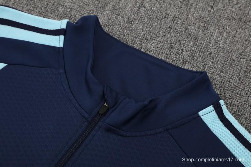 26/27  Argentina Navy Blue  Half  Zipper Jacket Tracksuit + Long Pants