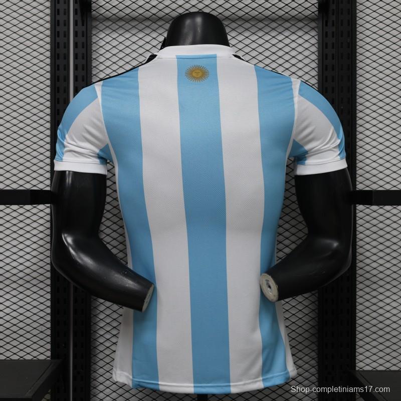 Player Version 2027 Argentina Home White & Light Blue Stripes with FIFA World Cup Champion Badge Jersey