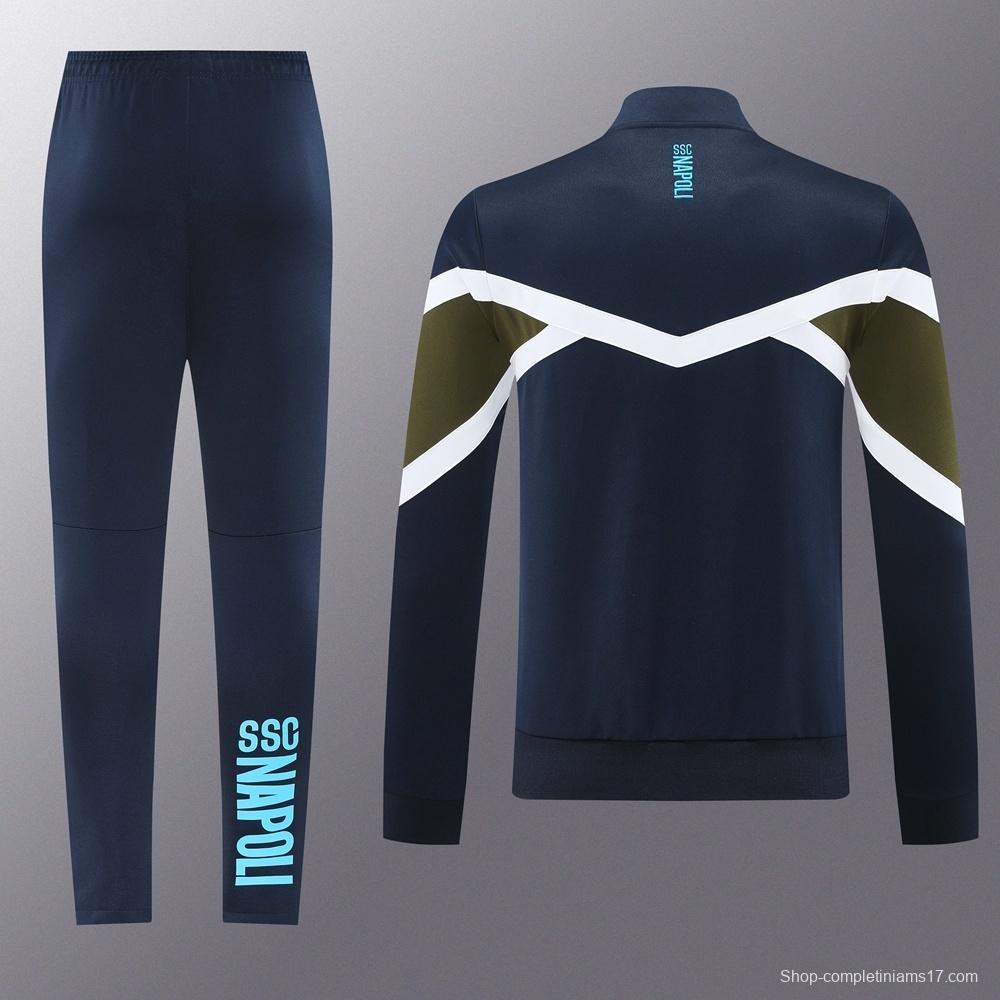 26/27 Napoli Navy Blue  Full Zipper Jacket Tracksuit + Long Pants