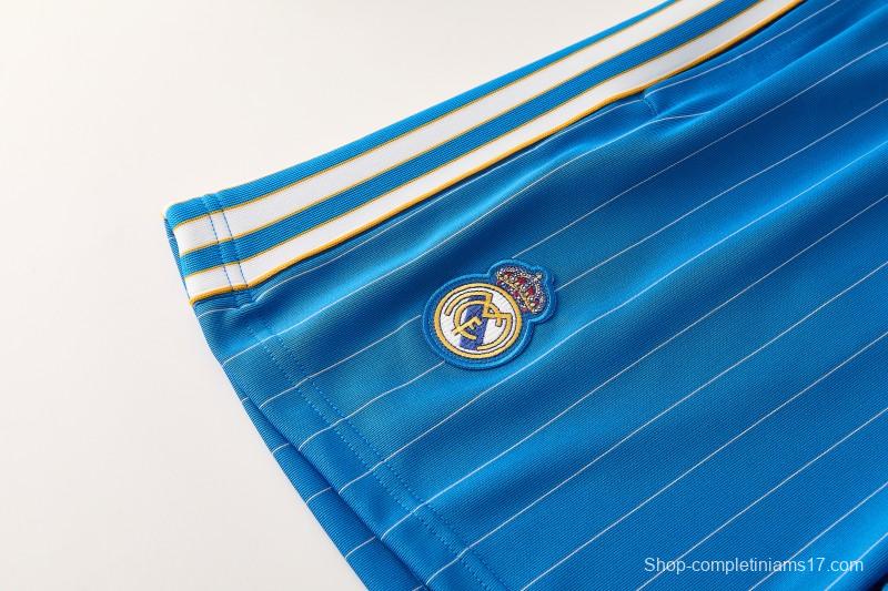 26/27 Real Madrid  Blue Pinstripe  Short Sleeve+Soccer Shorts