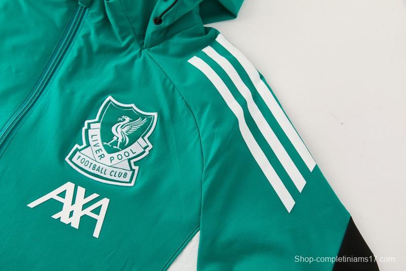 26/27 Liverpool Green Full Zipper Hooded Jacket Tracksuit + Black Long Pants