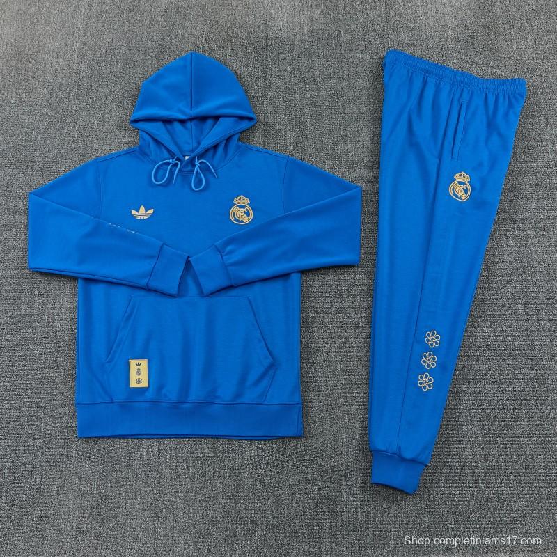 26/27 Real Madrid Royal Blue Pullover Hooded Tracksuit + Long Pants