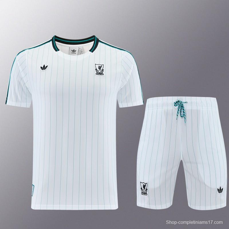 26/27  Liverpool White Short Sleeve+Soccer Shorts