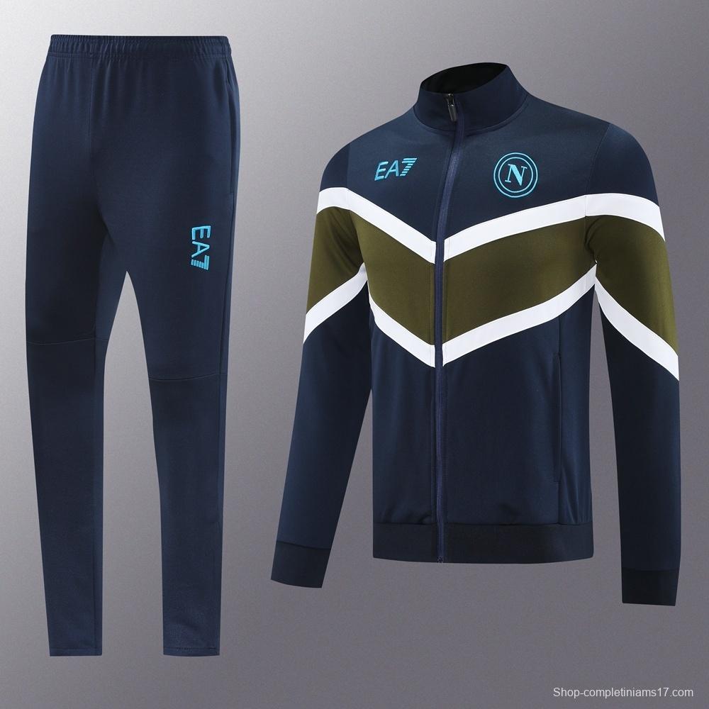 26/27 Napoli Navy Blue  Full Zipper Jacket Tracksuit + Long Pants