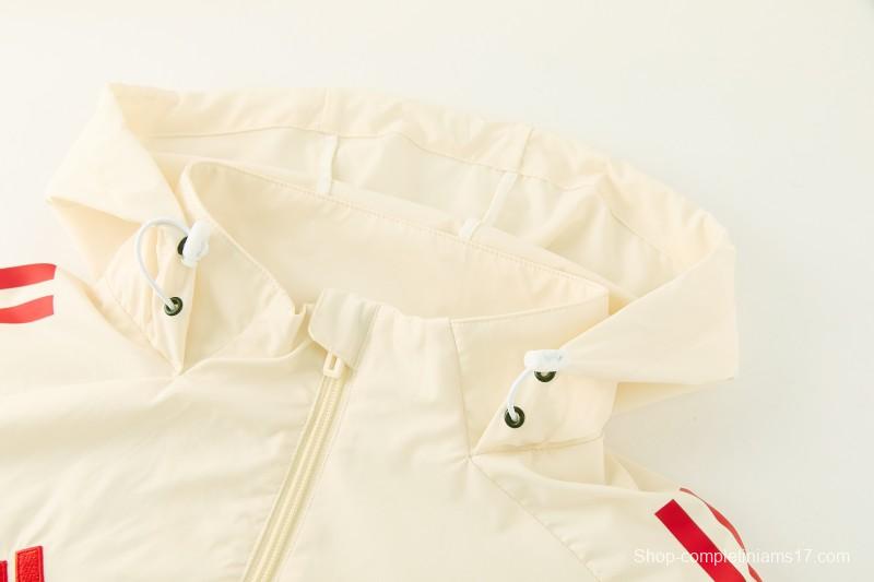 26/27 Liverpool Cream Full Zipper Hooded Jacket Tracksuit + Black Long Pants