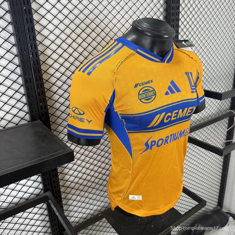 Player Version 25/26 Tigres UANL Gold with Blue Chest Band, 65th Anniversary Badge & Sportiumbet Jersey