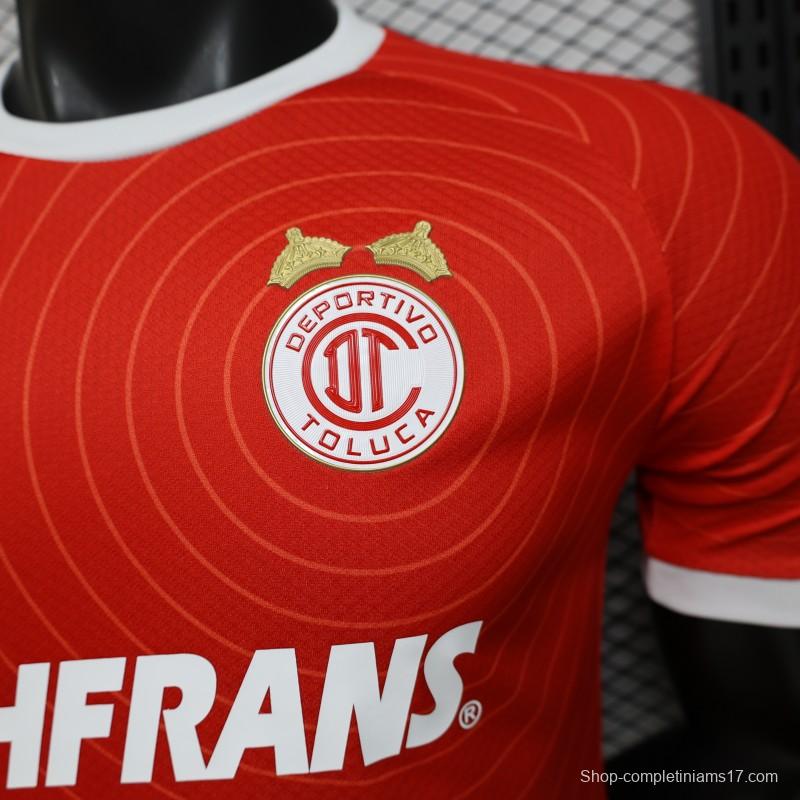 Player Version 26/27 Deportivo Toluca FC Red with Circular Stripe Pattern Home Jersey