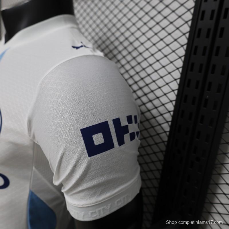 Player Version 26/27 Manchester City White with Blue Stripe Away Jersey