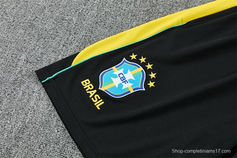 2026 Brazil Black & Yellow Short Sleeve+Soccer Shorts