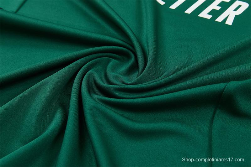 2026 Real Madrid Green & Cream  Half Zipper Jacket Tracksuit + Long Pants