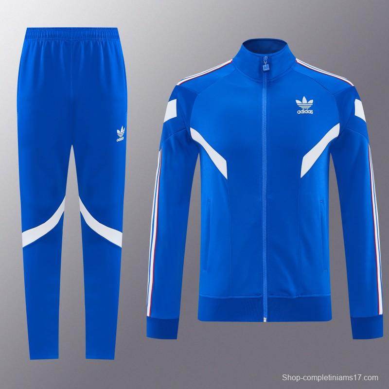 2026/27 Adidas Originals Blue Full Zipper Jacket Tracksuit + Long Pants