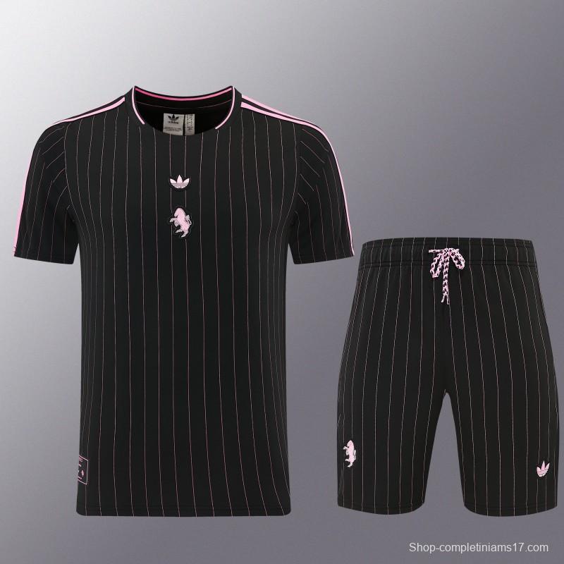 2026/27 Inter Miami CF Black Pinstripe Short Sleeve+Soccer Shorts