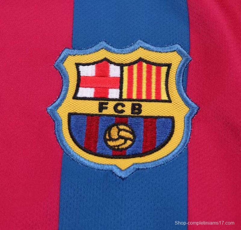 Retro Kids 05/06 Barcelona Home League Version Long Sleeve Jersey