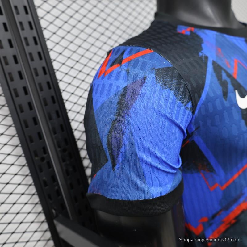 Player Version 2026 Croatia Third Special Edition Blue with Abstract Geometric Brushstroke Pattern Jersey