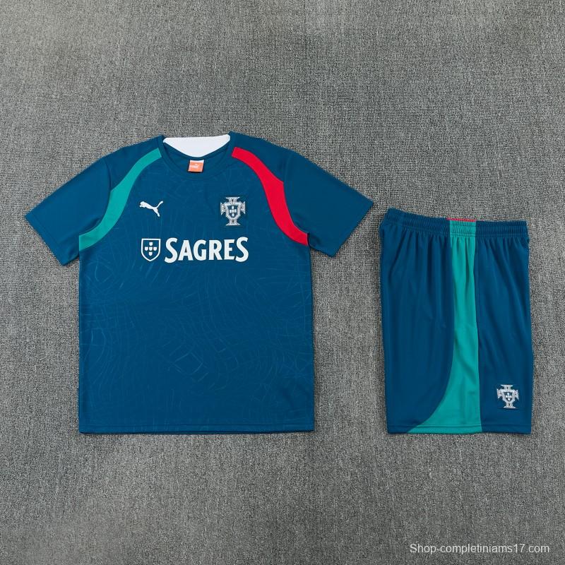 26/27 Portugal Dark Teal  Short Sleeve+Soccer Shorts