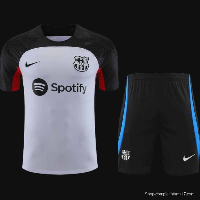 23-24  Barcelona Grey Black Short Sleeve Jersey+Shorts