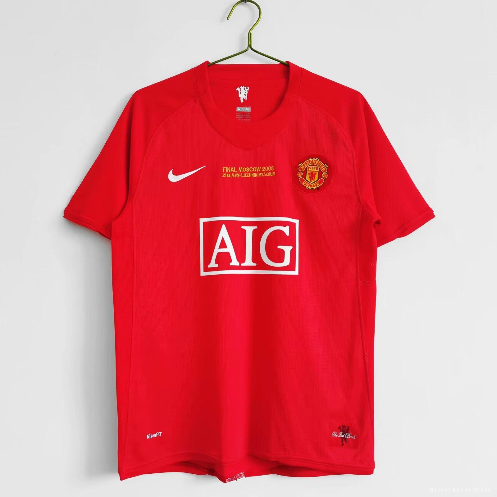 Retro Kids 07/08 Manchester United Home Jersey