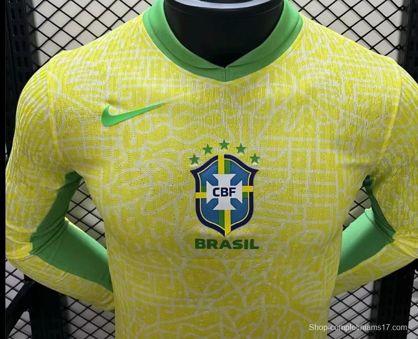 Player Version 2024 Brazil Home Long Sleeve Jersey