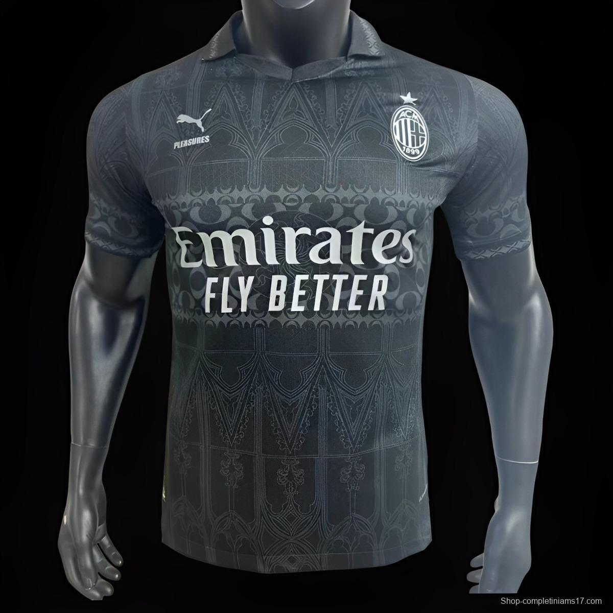 Player Version AC Milan x PLEASURES Forth Black Jersey