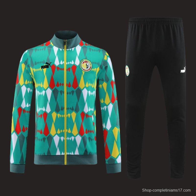 2024 Senegal Green Full Zipper Hoodie Jacket+Pants