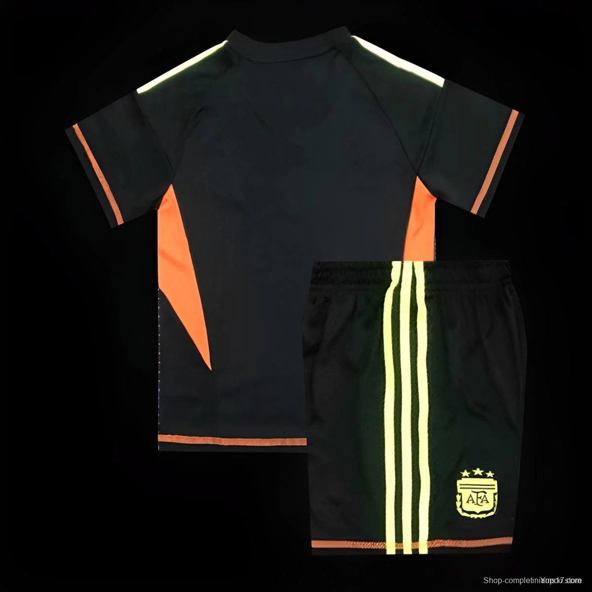 2024 Kids Argentina Black Goalkeeper Jersey
