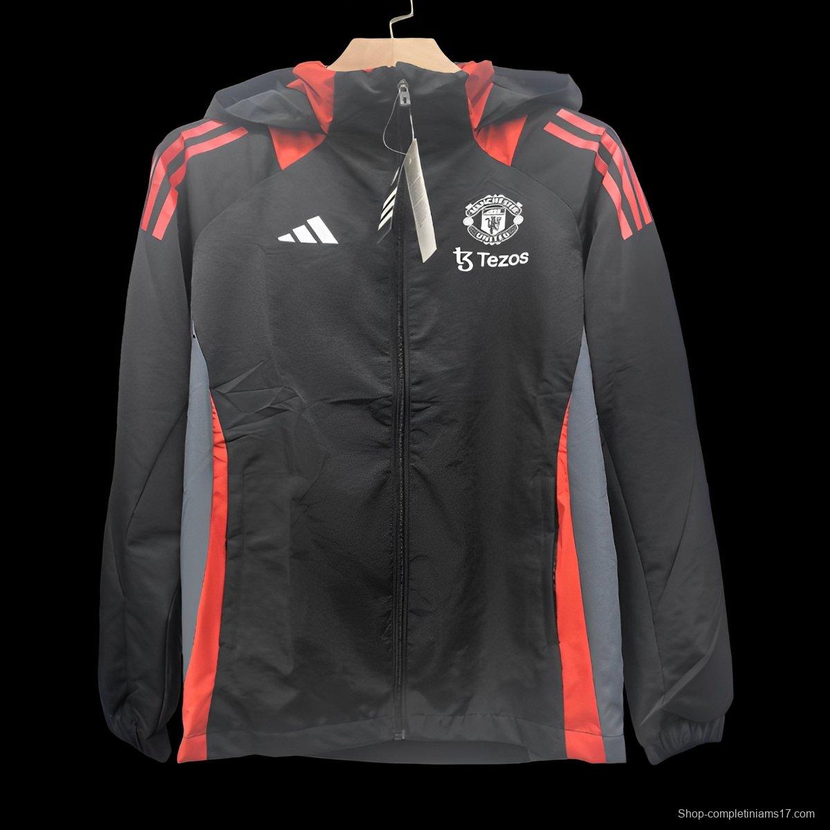 24/25 Manchester United Black/Red Windbreaker
