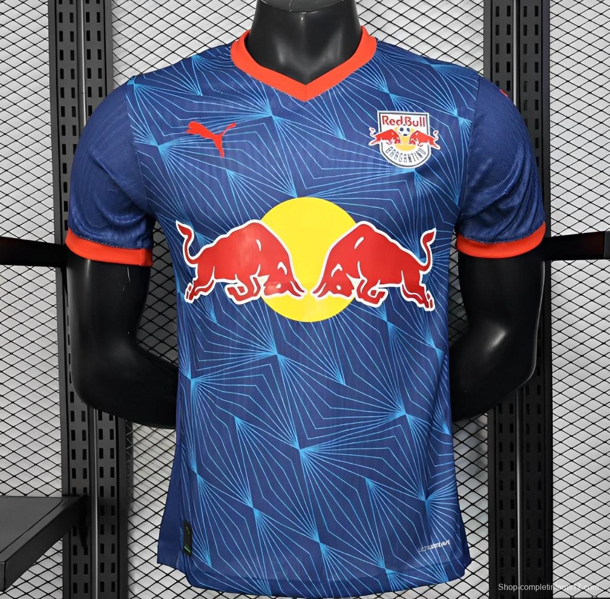 Player Version 25/26 RB Bragantino Blue with Geometric Pattern and Red Bull Logo Jersey