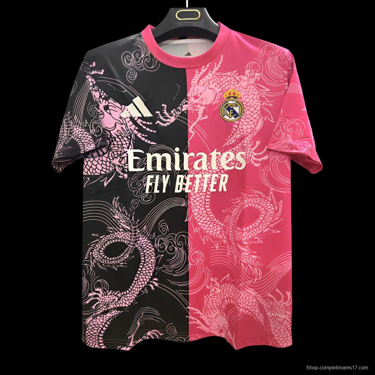 25/26 Real Madrid Pink and Black with Split Dragon Design Jersey