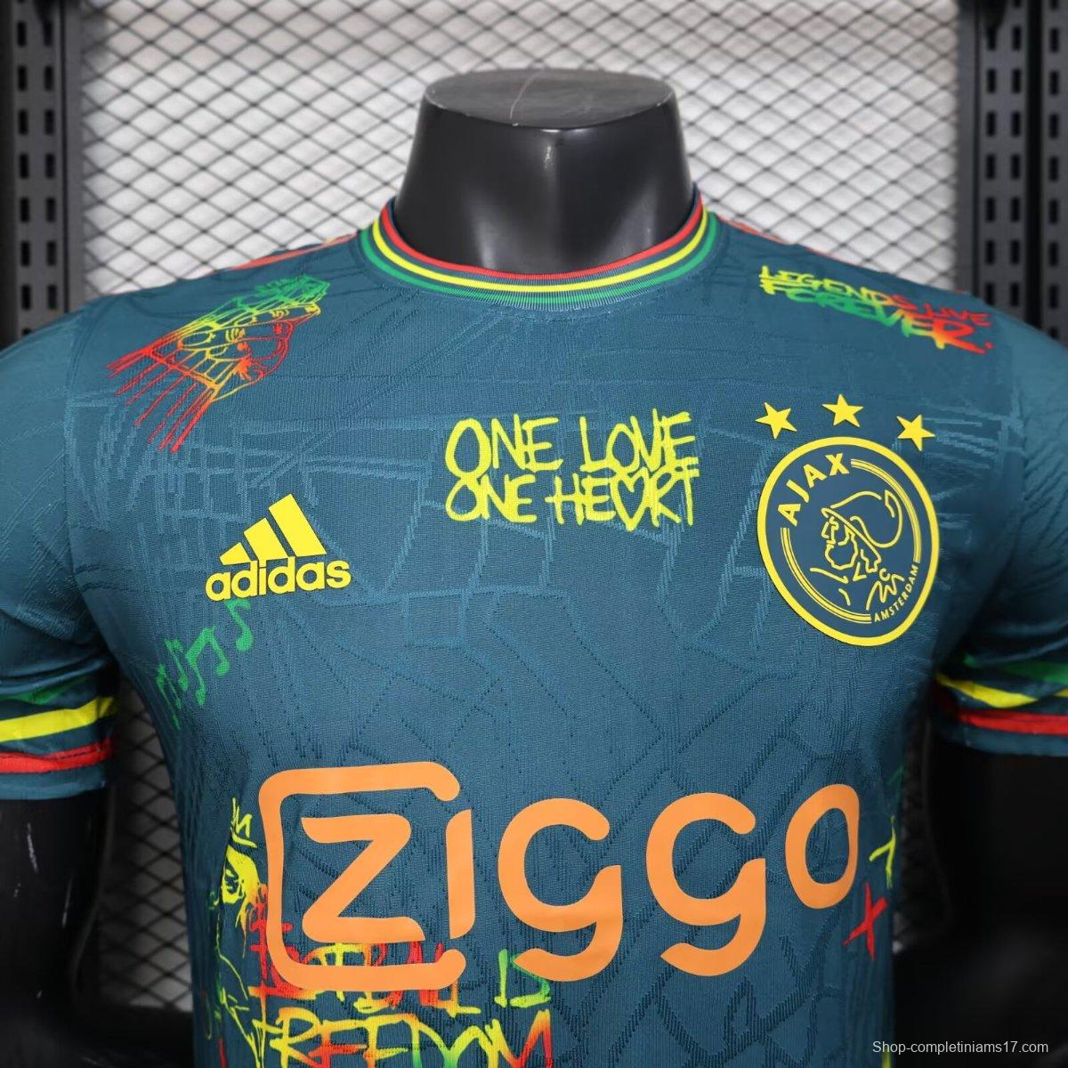 25/26 Ajax Navy Blue with Bob Marley Tribute Jersey