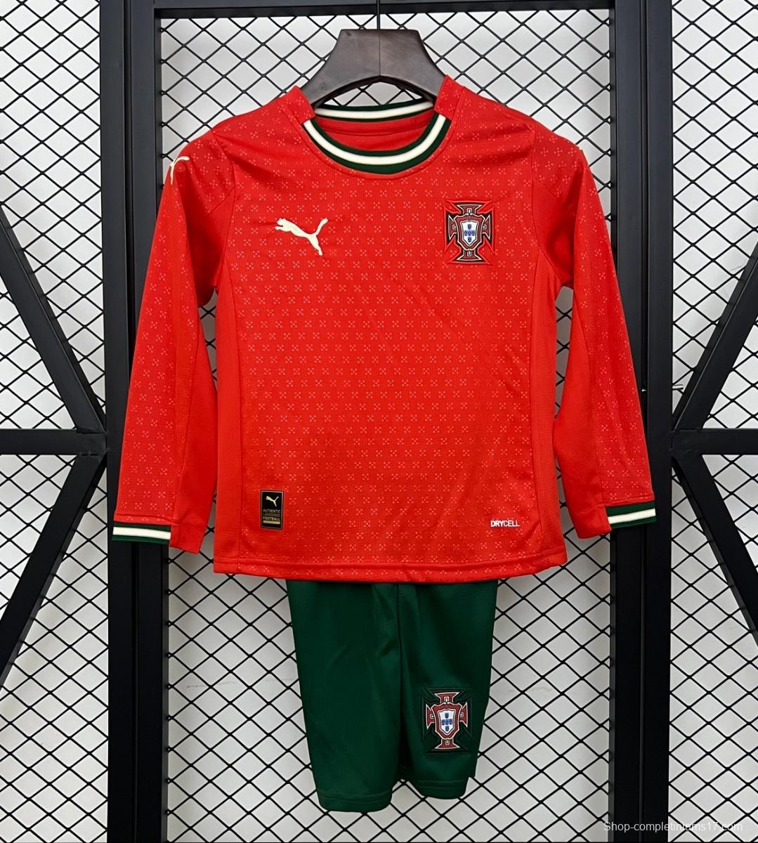 2025 Kids Portugal Home Long Sleeve Jersey