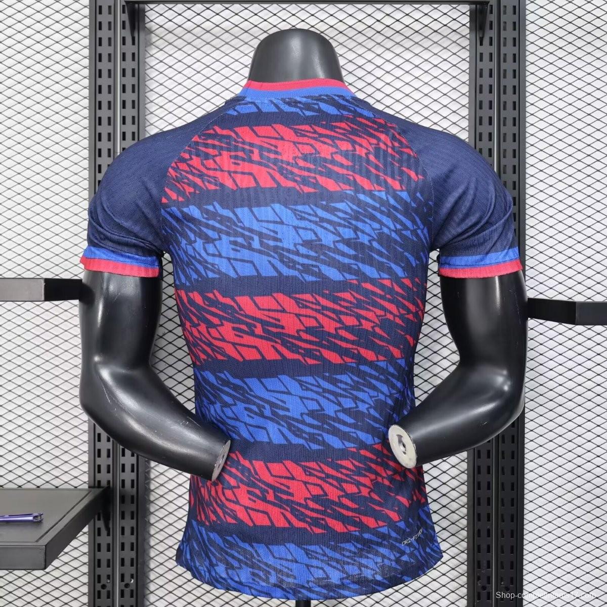 Player Version 25/26 FC Barcelona Navy Blue with Red and Blue Abstract Pattern Jersey
