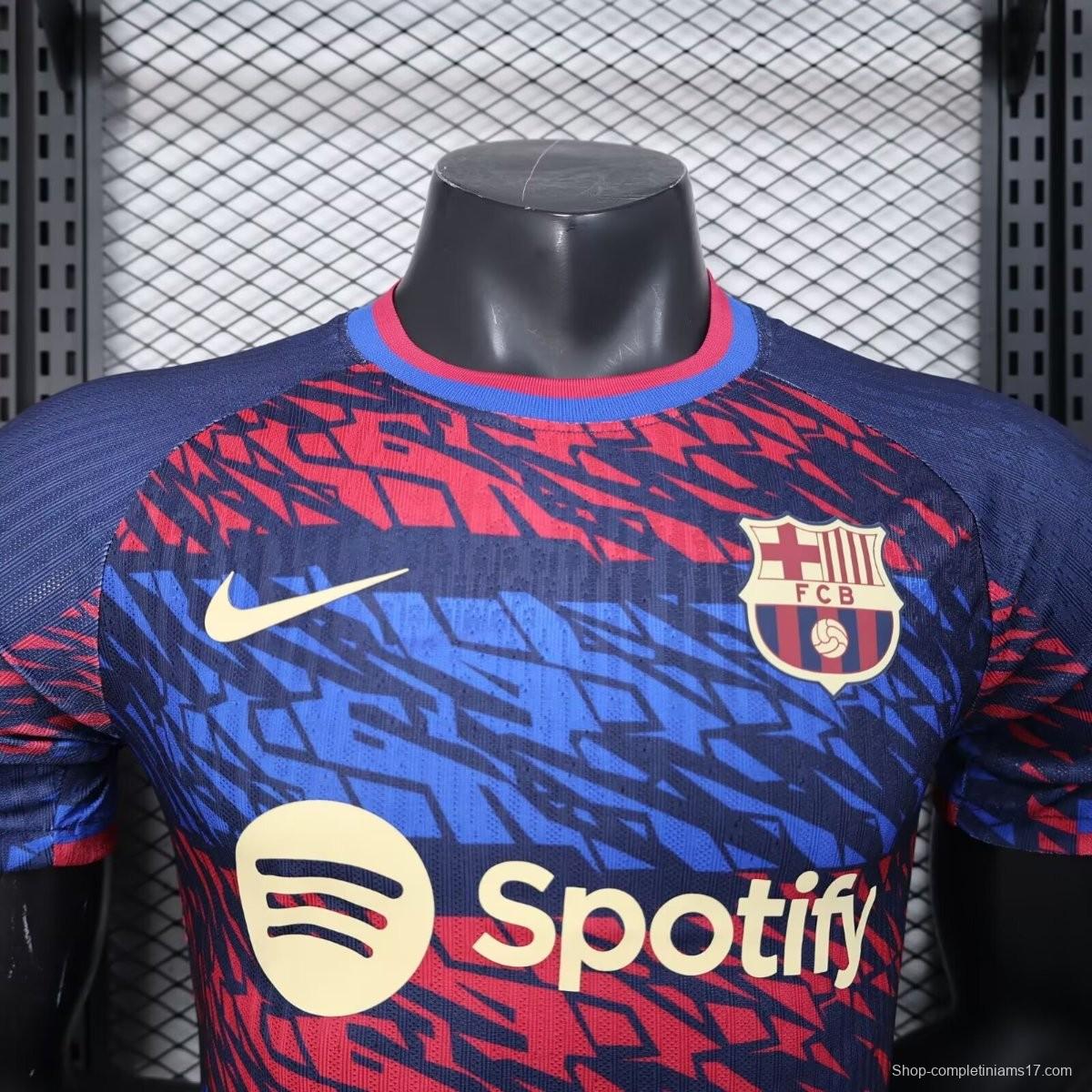 Player Version 25/26 FC Barcelona Navy Blue with Red and Blue Abstract Pattern Jersey