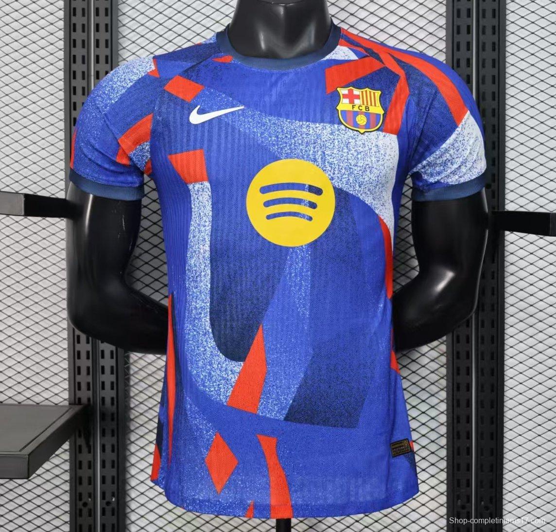Player Version 25/26 FC Barcelona Blue with Abstract Geometric Pattern Jersey