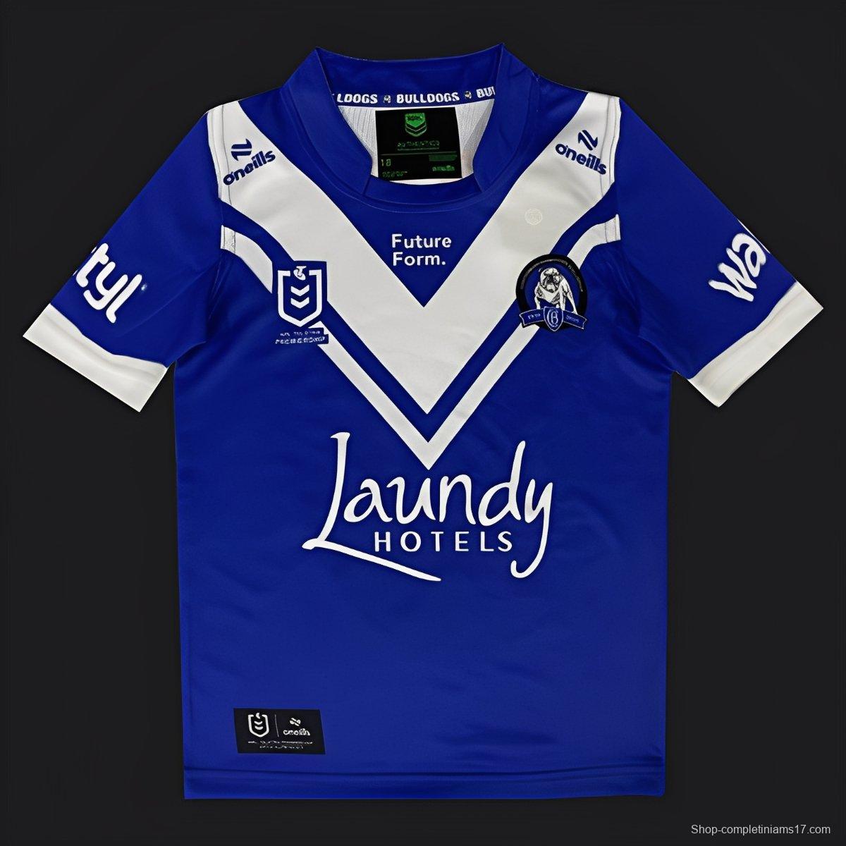 25/26 Kids Canterbury-Bankstown Bulldogs Blue with White V-Chevron Jersey