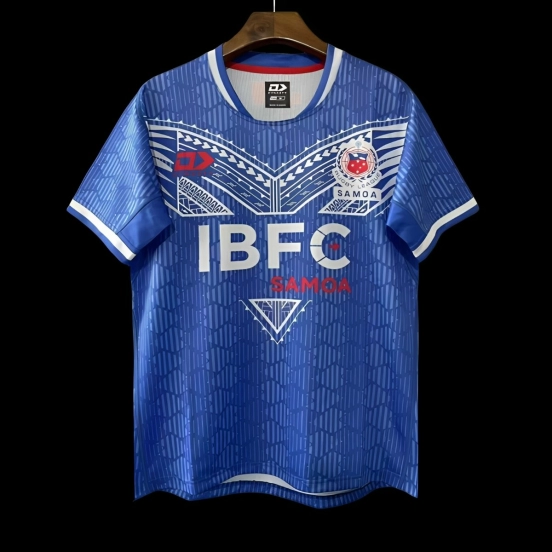 2026 Samoa Rugby League Blue with Traditional Polynesian Pattern Jersey