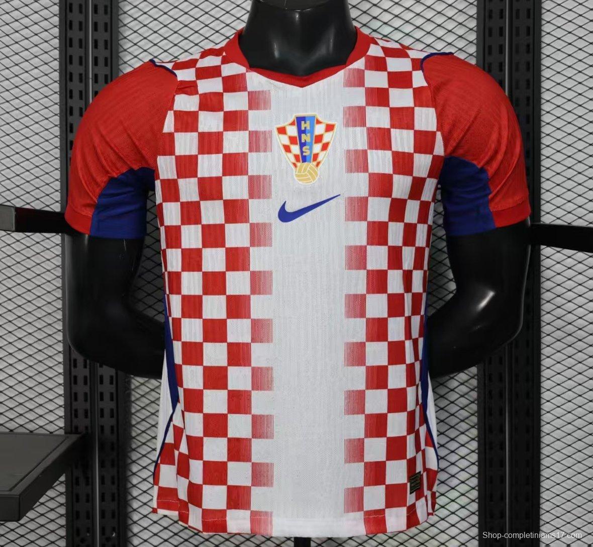 Player Version 2026 Croatia Home Red and White with Checkerboard Pattern Jersey