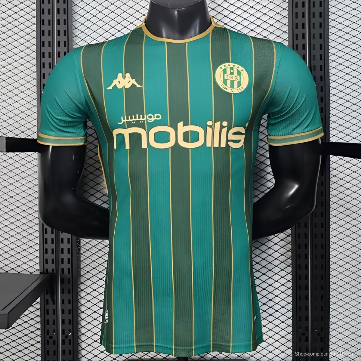 25/26 Player Version  JS Kabylie Home Green Yellow Vertical Stripes Jersey