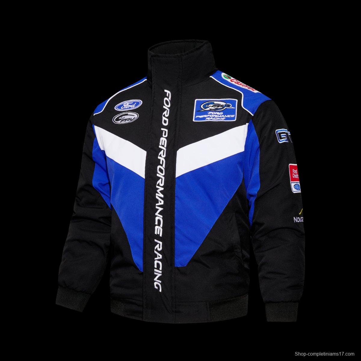 2026 F1 Ford Performance Racing FPV Motorsport Jacket in Black Blue White with Castrol GT Sponsor Logos